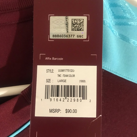 Umbro West Ham United Soccer Jersey - Picture 3 of 7